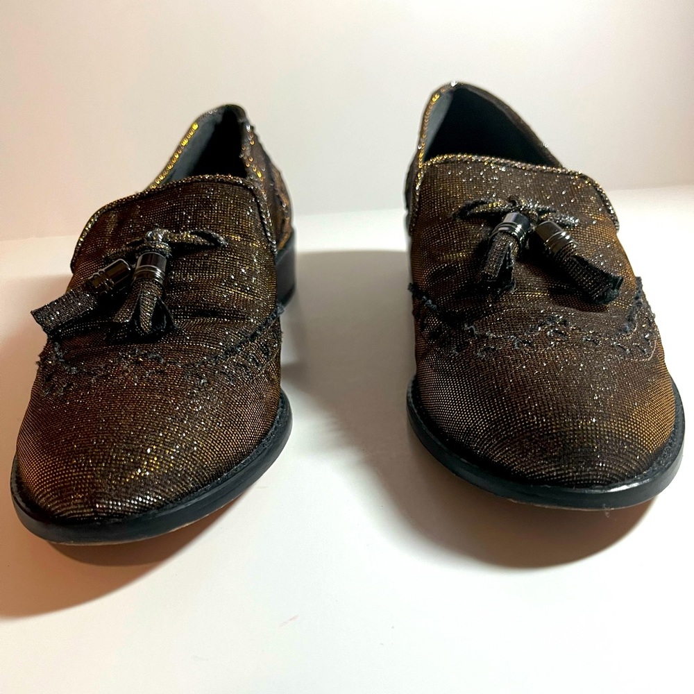 STUART WEITZMAN Women's 'Guy Thing' Metallic Lurex Tassel Slip-ons Loafers 7.5M - Picture 7 of 9
